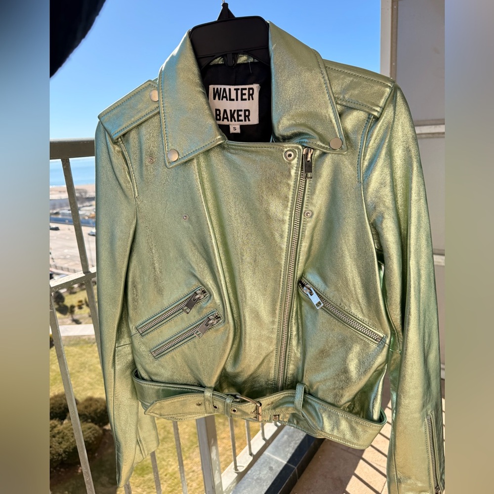Walter Baker Allison Metallic Leather Moto Jacket -Lambskin - Size S NEW - Picture 10 of 17